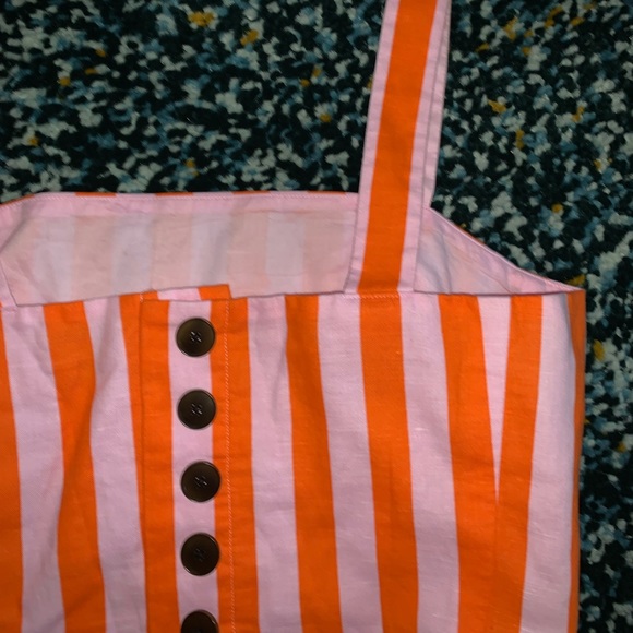 NWOT Kate Spade Deck Stripe mirage pink and traffic orange crop top - Picture 8 of 10